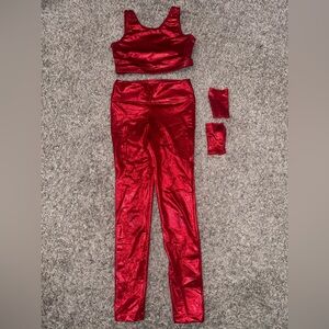 Balera Metallic two piece RED set with gloves